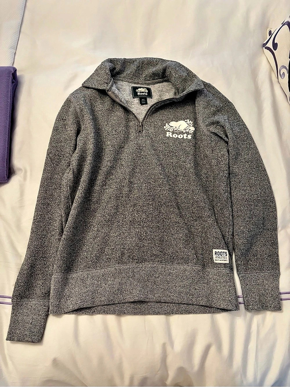 Roots Organic Cooper Relaxed Quarter Zip Stein S - Picture 6 of 9